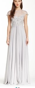 Theia Silk evening gown silver